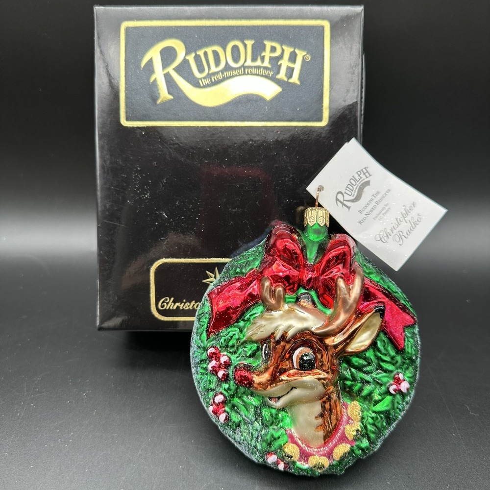 1999 CHRISTOPHER RADKO RUDOLPH 4.5" ORNAMENT 99-RUD-01 EXC FOR JC PENNY